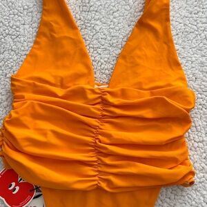CIDER One Piece Bright Orange Bathing Suit. Size Small. NWT